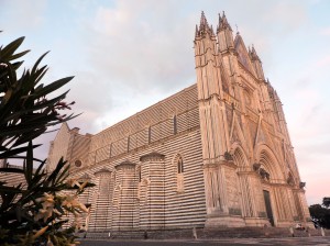 The Orvieto Duomo in the late afternoon on Sunday, June 12, 2016. The Duomo is a Roman Catholic cathedral.